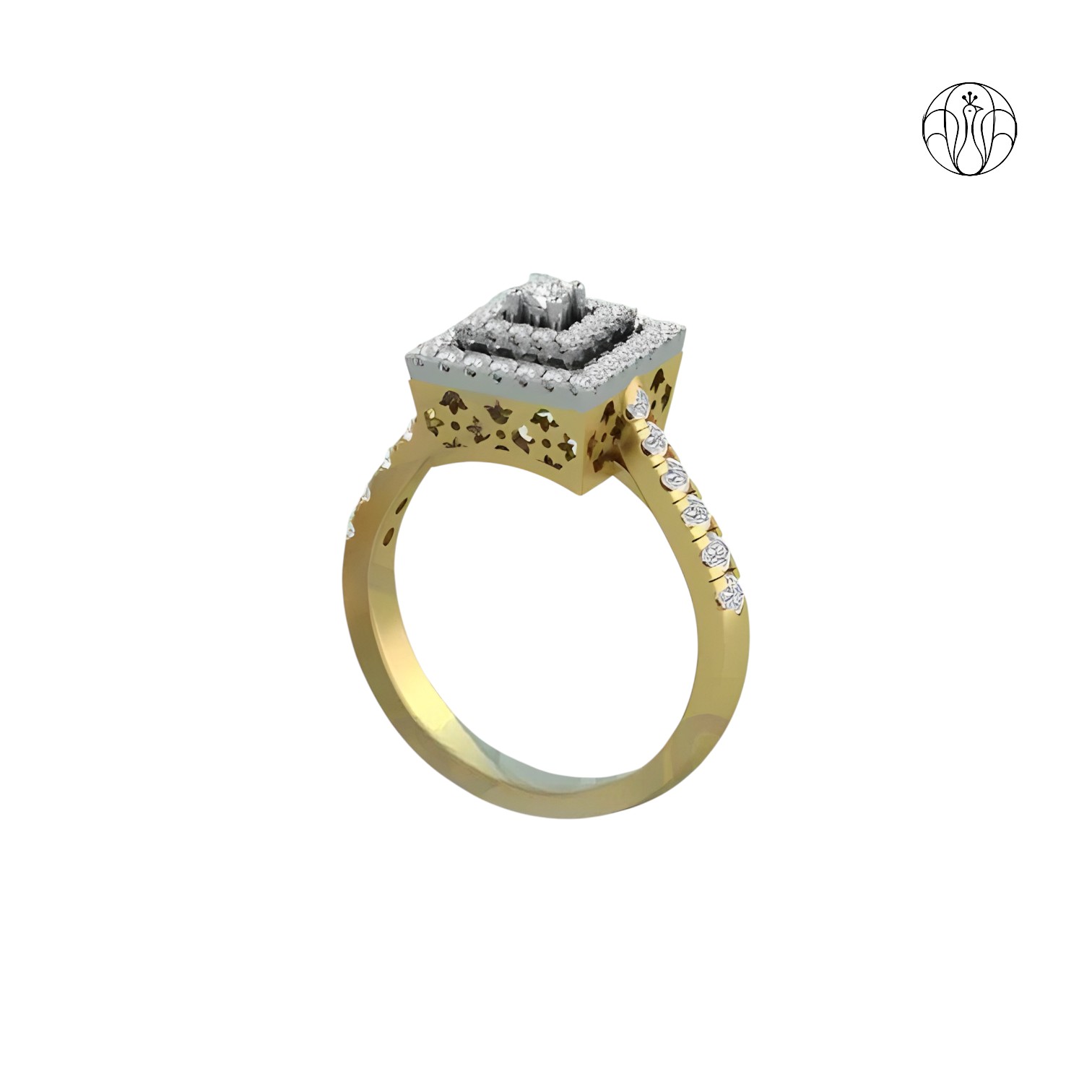 Vedika Ring (CI. Zaveri)-  0.67 CTW 53 PCS VS1 Lab Grown Round Diamond Geometric Design Ring